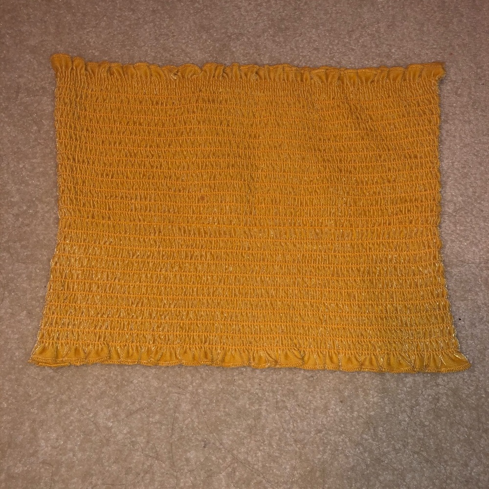 Hollister yellow ruffles lettuce bandeau top small